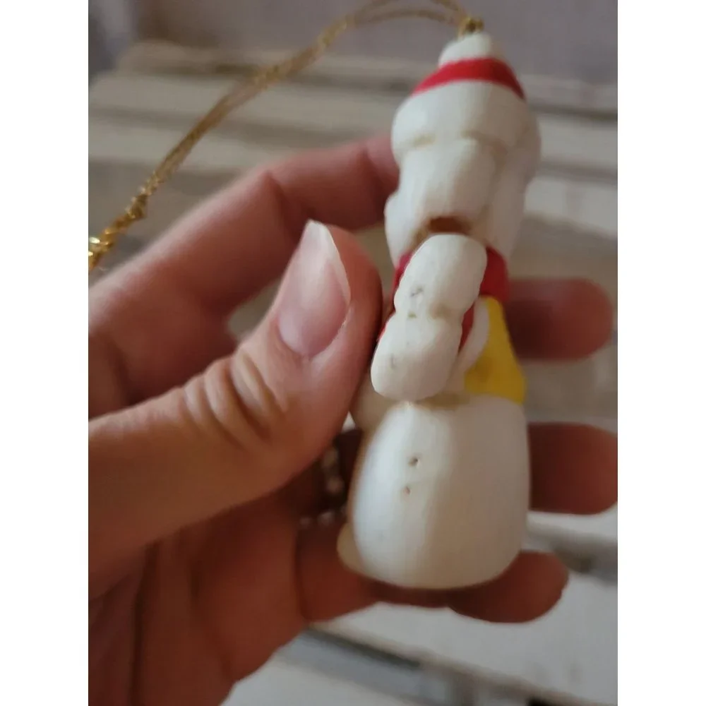 Vintage porcelain snowman wreath‎ ornament Xmas holiday tree home decor